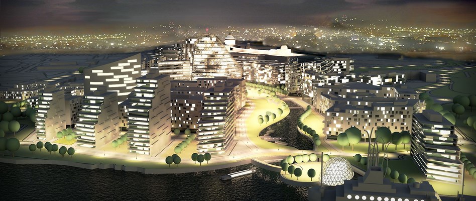 Trafford Waters at night