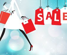 Illustration of a stylish woman sale shopping