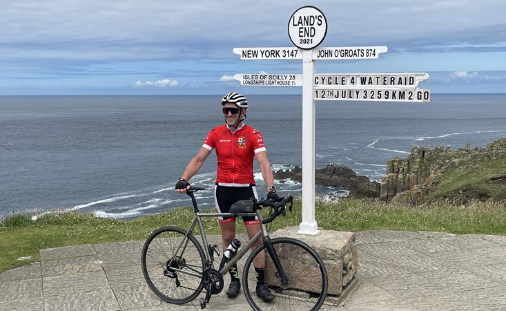 James Whittaker at Lands End for Cycle Blighty
